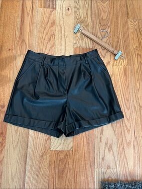 Primark Black Faux Leather Bermuda Shorts